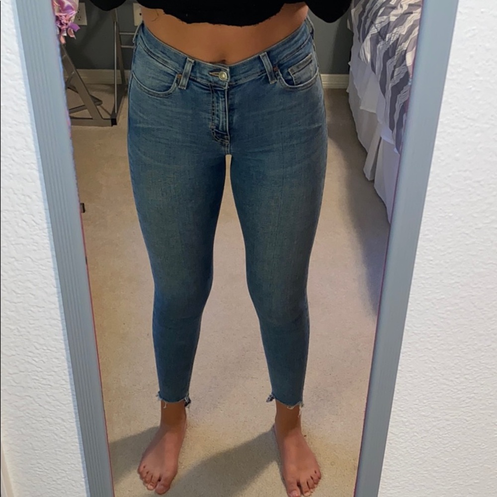 Top shop skinny jeans w detailed cutoff bottom